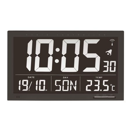 TFA 60.4505 Radio Controlled Digital Wall Clock with Large Display Black