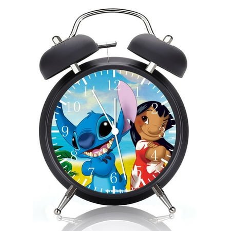 Twin Bell Stitch Alarm Clock with Night Light Quite Silent Non-Ticking 4 Inches Glass Face - Great for Decor Best Gift Ideas E155