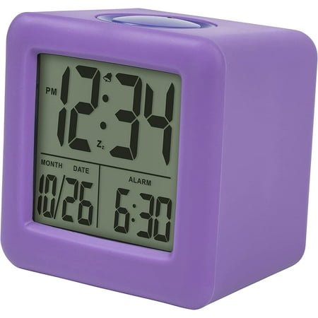 UGUCYUI-Equity 73004 Purple Soft Cube LCD Alarm Clock with Smart Light