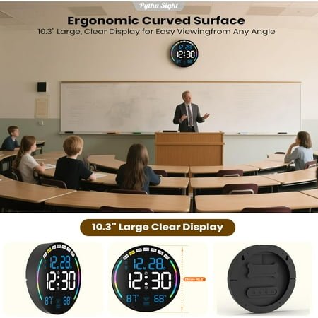 UGUCYUI-Large Digital Wall Clock with 10.3 LED Display,Alarm,Countdown Timer,DST,Temperature,Humidity,Auto-Dimming,Remote Control,Night Light for Classroom,Bedroom,Living Room,Office,Gym