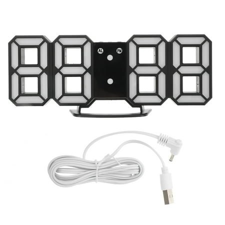 unbranded LED Silent Wall Clock Clocks Radio Controlled for Office Retro Decor Digital Alarm Black