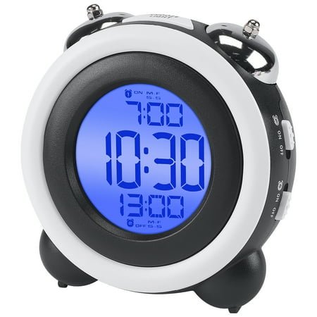 Unique Bargains Backlight Design Loud Alarm Clock White 4.3L x 2.4W x 4.3H
