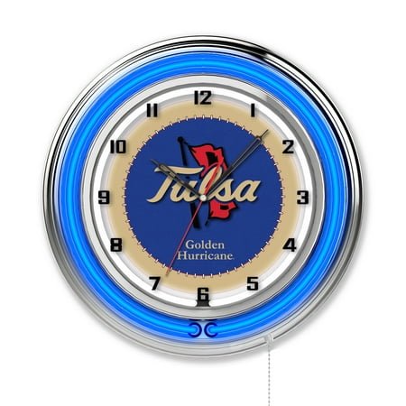 University of Tulsa 19 Double Neon Wall Clock