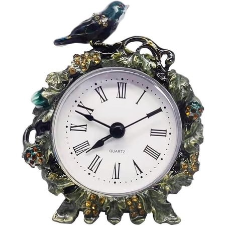 Vintage Birds Retro Analog Table Clock European Retro Table Clock with a Bird Enamel for Living Room and Bedroom Art Decor