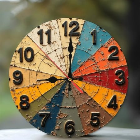 Vintage Decorative Wall Clock with Distressed Finish 10-Inch Silent Wooden Wall Clock, Battery Operated (AA Batteries Not Included), Artistic Home Decor