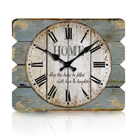 VOCOO 12 Large Rustic Analog Wall Clock, Rectangle Silent Non-Ticking Battery Operated