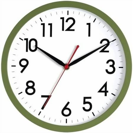 Wall Clock 10 Inch Silent Non-Ticking Modern Clocks Battery Operated - Analog Classic for Office, Home, Bathroom, Kitchen, Bedroom, School, Living Room(Olive Green)