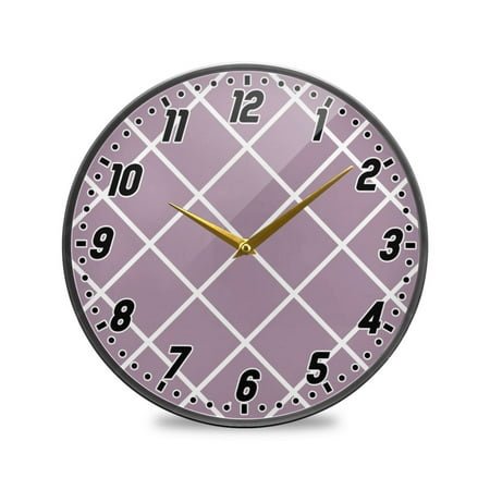 Wall Clock Battery Operated Non-Ticking Silent for Living Room Bedroom Kitchen Office Decor Pale Mauve Block 9.5