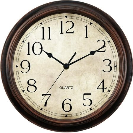 Wall Clock Battery Operated Vintage Silent Non-Ticking Analog Wall Clocks 8.5 Inch Small Retro Clock Decorative for Kitchen Bathroom Bedroom Home Office (Bronze)