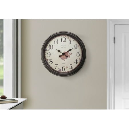 Wall Clock Clocks, 20 Round, Wall Clock, Brown, Transitional,Modern Wall Clock