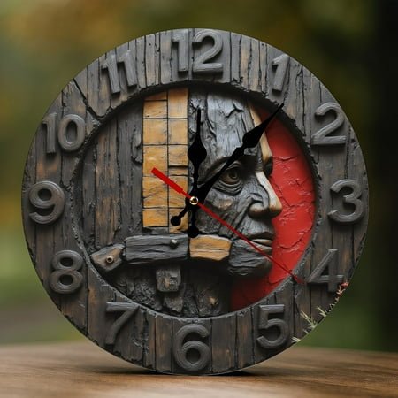 Wall Clock Decorative - Rustic Wooden Cabin Print 2D Vintage Wall Clocks Battery Operated Silent Non-Ticking for Bedroom, Living Room, Kitchen, Office, Classroom, 10 Inch