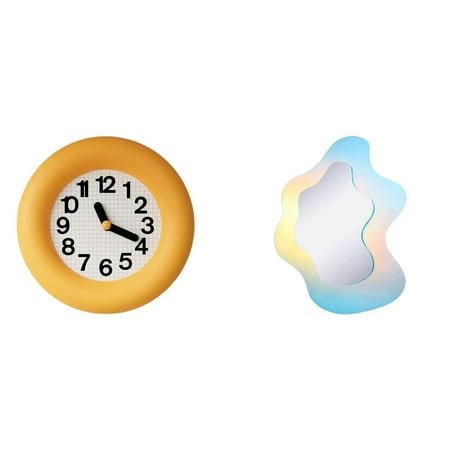 Wall Clock Round Acrylic Mirror Sticker Silent Movement Wood Construction for Dining Room Bathroom