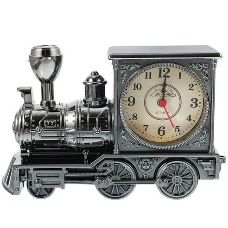 WHAMVOX Antique Locomotive Shape Alarm Clock with Battery Powered Operation and Classic Design for Time