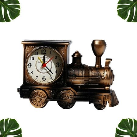 WHAMVOX Railway Engine Clock Creative Alarm for Bedroom Made of ABS Lightweight 6.5x5x12cm