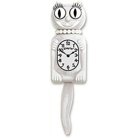White Miss Kitty Cat Clock (3/4 Size) 12.75 Small Version Retro Style Kit Cat Klock