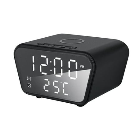 Wireless Charger Clock LED Digital Alarm Clock Temperature Chargers 15W Fast Wireless Charging Charging Station Desktop Clocks, Phone Holder