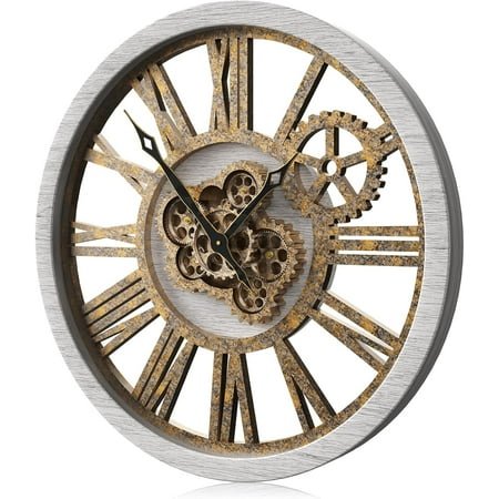 with Swinging Pendulum, Retro Style Silent Clock with Crystal Decoration, Vintage Decor European Victoria Wood Clock for Indoor Bedroom Living Room, W166-1A