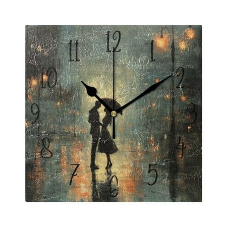 WOBOGO Date Rain Wall Clock 7.78 Inch Battery Operated Silent Unit Square Rustic Vintage Style for Home Bedroom Office Black Pointer