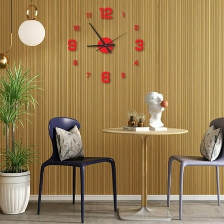 xaoyunyn DIY Large Wall Clock Sticker Set for Living Room Decoration Acrylic Mirror Needle Display with Metal and Eva Materials Suit for Home Office Repair and Replacement