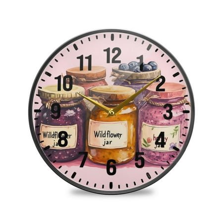 Yayeee Wall Clock Battery Operated 9.5 Silent Non-Ticking for Living Room, Watercolor Jam