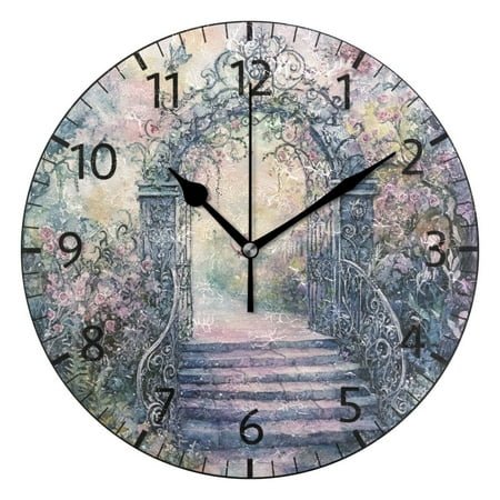 YAZAOO Decorative Wall Clock Size:25cm Enchanted Garden with Butterflies-413f-4164-8d4b-05905283a3e4 Design Pattern Clock