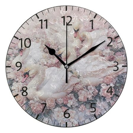 YAZAOO Decorative Wall Clock Size：25cm Harmony in Bloom Design Pattern Clock