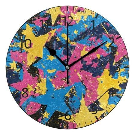 YAZAOO Decorative Wall Clock Size：25cm Starry Kaleidoscope Design Pattern Clock