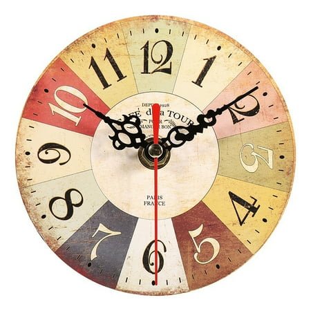 YINKUU 1Pc Artistic Creative European Style Round Antique MDF Home Office Wall Clock Decoration #2