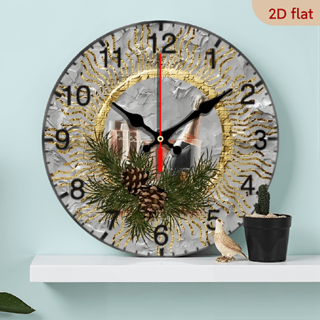 10-inch 2D flat Wine theme wooden circular silent wall clock, suitable for modern home art decoration, wall decoration, it is an ideal gift for festivals and birthdays