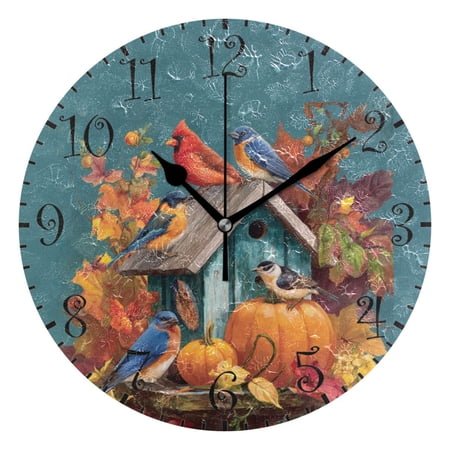 10 Artistic Round Wall Decorative Desk Clock Wall Clock Home Decor Birdhouse and Colorful Birds