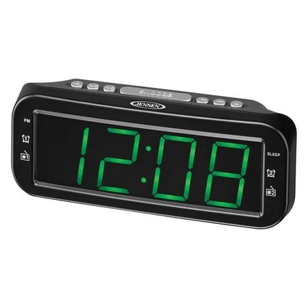 1.8 in. Green LED Dual AM & FM Digital Alarm Clock Radio, Black