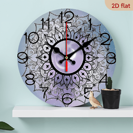 2D Flat 1pc 10Inch Vintage Bohemian Style Silent Wooden Wall Clock - Battery Operated, Perfect for Bedroom, Living Room, Office, Kitchen Bathroom Decor