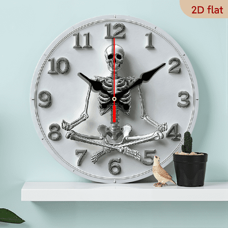 2D Flat 1pc 10Inch Wooden Gothic Minimalist Skeleton Clock - Modern White Golden or Black Golden Face Silent Non-Ticking (AA Battery Not Included) - Wall Clock for Home, Office, Medical, or Gothic