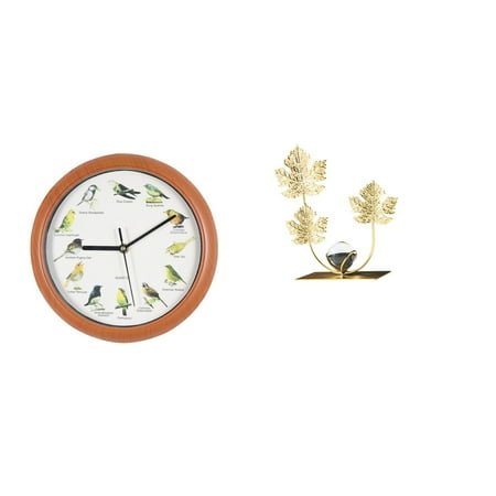 2 Pieces Bird Wall Clock Sculpture Metal Leaf Ornament Iron Construction for Bedroom Office Housewarming Decor