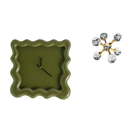 2 Pieces Wall Clock Square Bubble Figurine Modern Glass Material for Bathroom Study Living Room Decoration