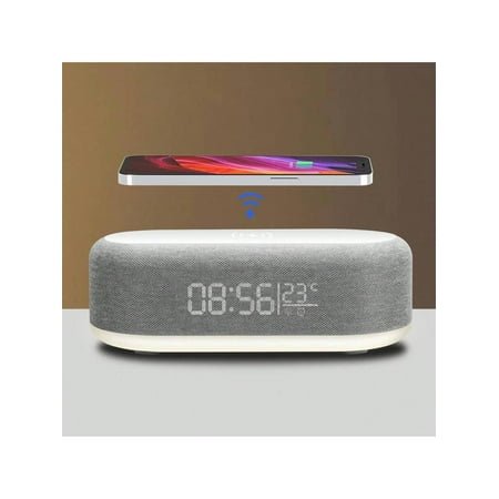 3-in-1 Wireless Charging Station with Digital Alarm Clock & Night Light, 15W Fast Charger Compatible with iPhone 16 15 14 13, Samsung Galaxy, Pixel, Desk Clock with Temperature Display