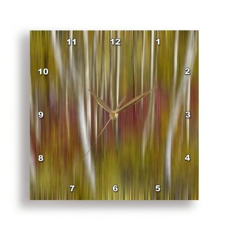 3dRose, California, June Lake. Aspens in Fall golden color, blur motion, 15x15 Wall Clock