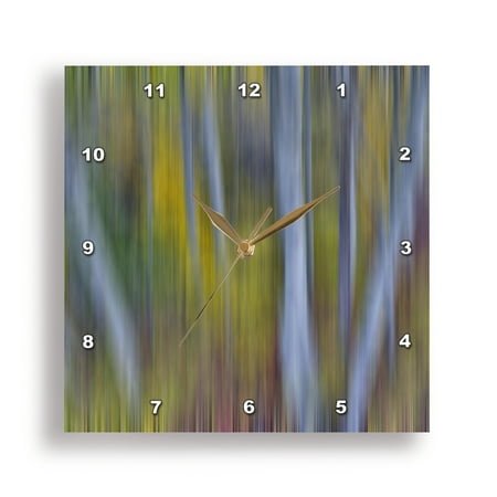 3dRose, California, June Lake. Aspens in Fall golden color, blur motion, 15x15 Wall Clock