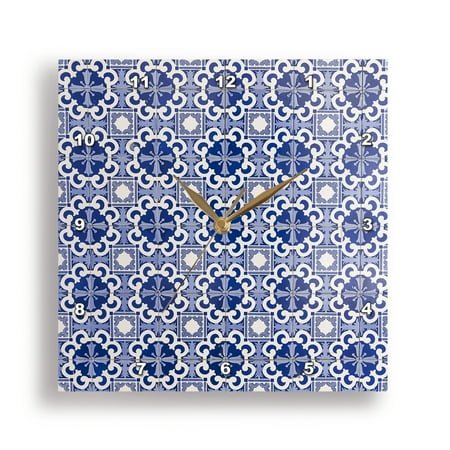 3dRose, Portugal, Porto, Hand painted ceramic tiles decorate building. 1, 15x15 Wall Clock