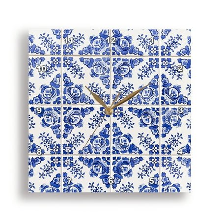 3dRose, Portugal, Porto, Hand painted ceramic tiles decorate building. 3, 15x15 Wall Clock