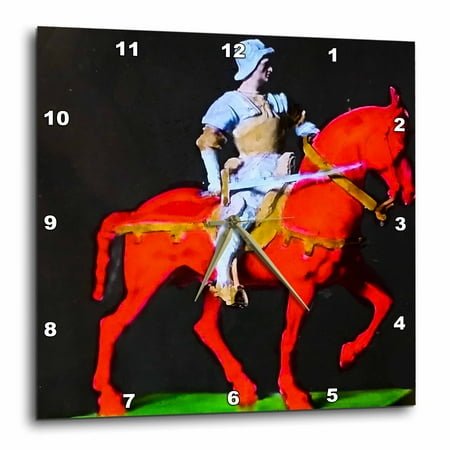 3dRose, Psychedelic Colored Knight on a Red Steed Vintage Surreal and Weird, 10x10 Wall Clock