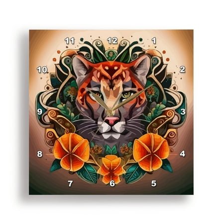 3dRose, Simply Citrus Lemon Slices Floral Pattern Kaleidoscope, 15x15 Wall Clock