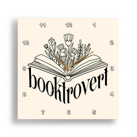 3dRose, Text of Booktrovert with Book pop-art, 15x15 Wall Clock