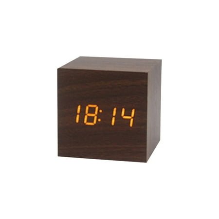 Acahhotxx Alarm Clock, Wood Cube Voice Control Led Alarm Clock Decorative Clock Ornaments Art Supplies for Home Bedroom Dormitory - 13