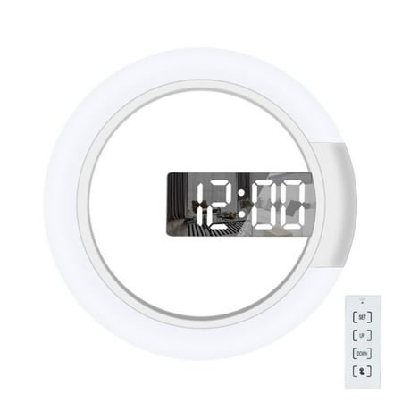Alarm clock,Adjustable 12/24h Mode Mirror Wall Clock With Remote Round Clock Wall Decoration Colors Adjustable 12/24h Remote Round Alarm Clock With Remote Temperature Display Alarm