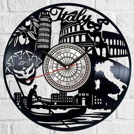 Amblelife Italy Vinyl Record Wall Clock Retro style Wall clock Silent Home Decor Unique Art Special Home Accessories Creative Personality Gift