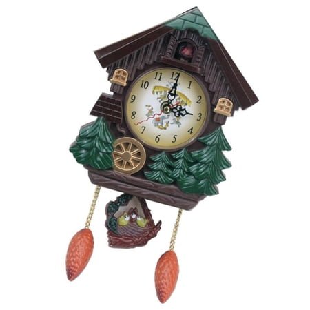 Artistic Bird House Wall Mount Cuckoos Pendulums Clock Operated for Home Office Decors Living Space and Kids Room