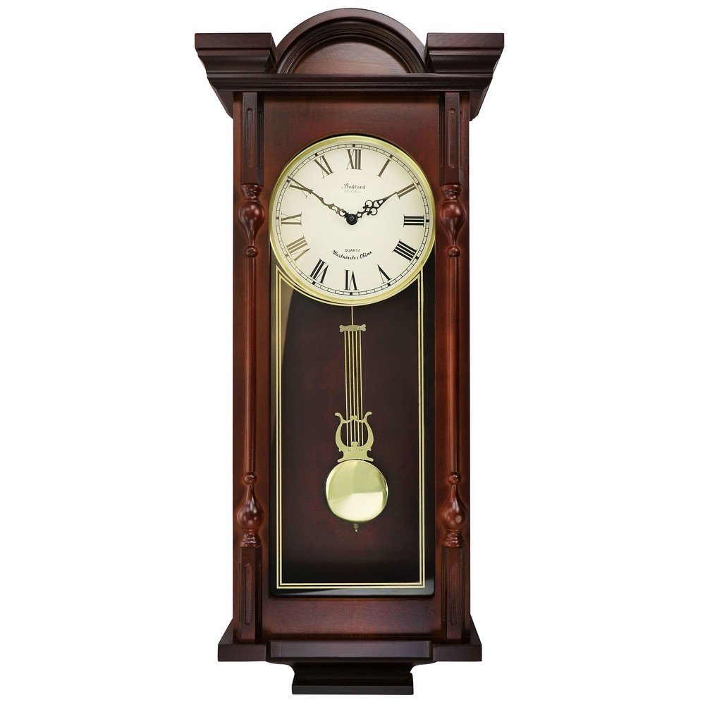 Bedford Clock Collection Bed-Lucien Grand 31 Inch Chiming Pendulum Wall In