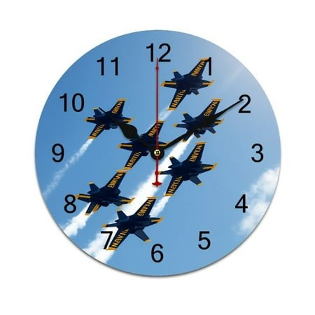 Blue Angels Flight Bedroom Wall Clock Large Modern Kitchen Dinning Round Living Room Watch Home Decor 10in