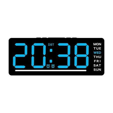 Blue Electronic Digital Alarm Clock With Date Temperature Display Led Screen Battery Or Ac Power For Bedroom Office
